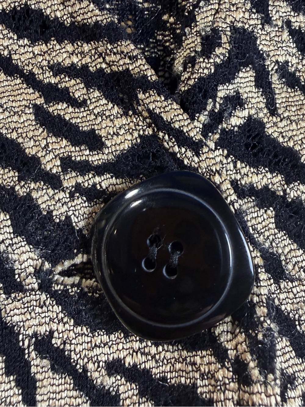 Chico's Metallic Black and Gold Animal Print Top - Picture 4 of 8